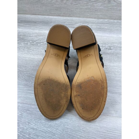 UGG Macayla Women's Sandal Slingback Gladiator Strappy Ankle Heel 7.5 Black Shoe - Picture 9 of 11